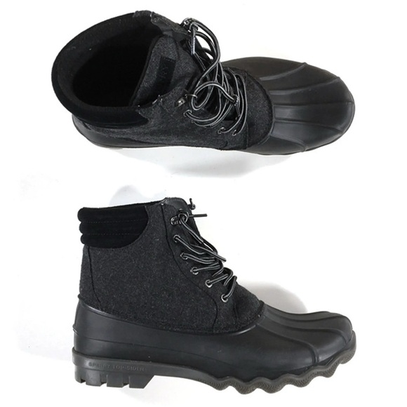 Sperry Gray and Black Duck Boots - Picture 1 of 5